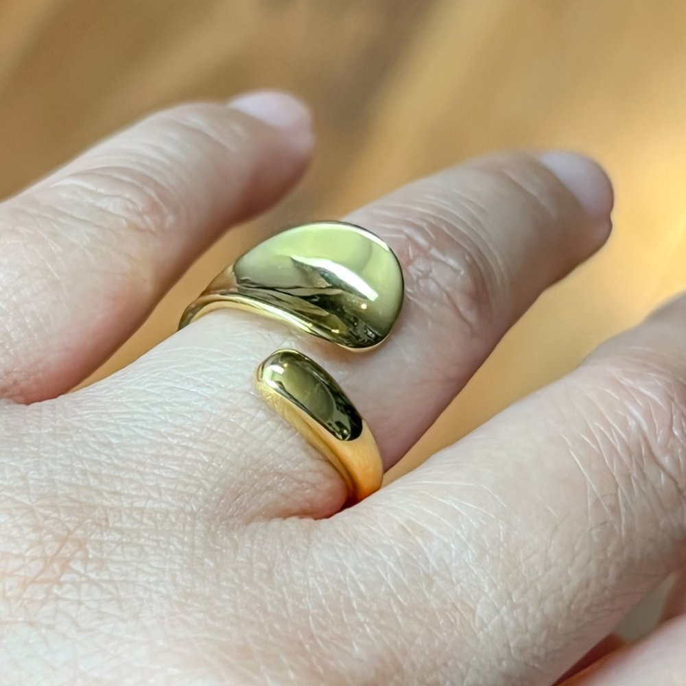 Gold Plated Geometric Ring Gold Chunky Ring Size 7 - Picture 10 of 11